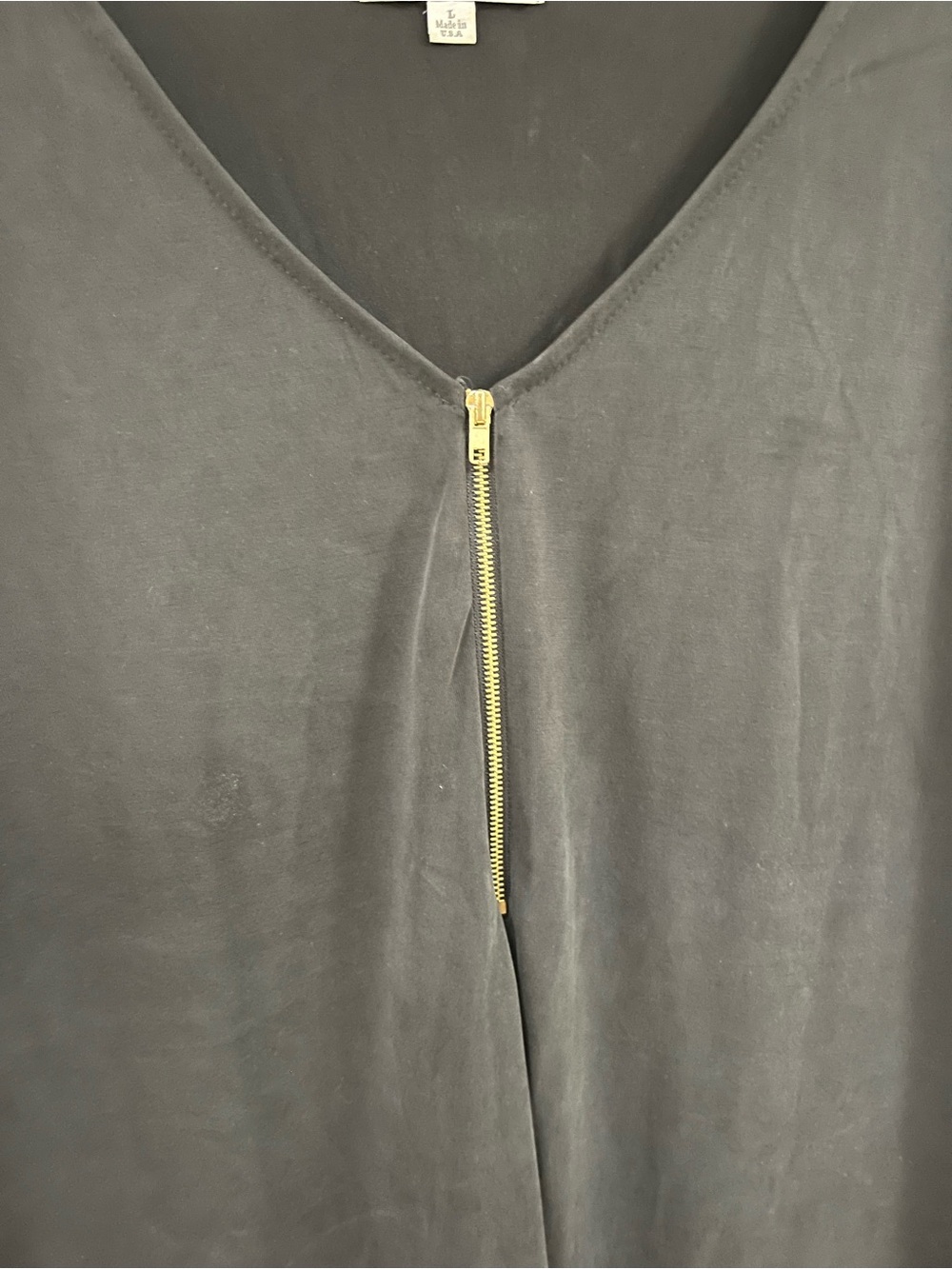 Green Envelops V-Neck Zip-Front Short Sleeve Blouse - Picture 2 of 5